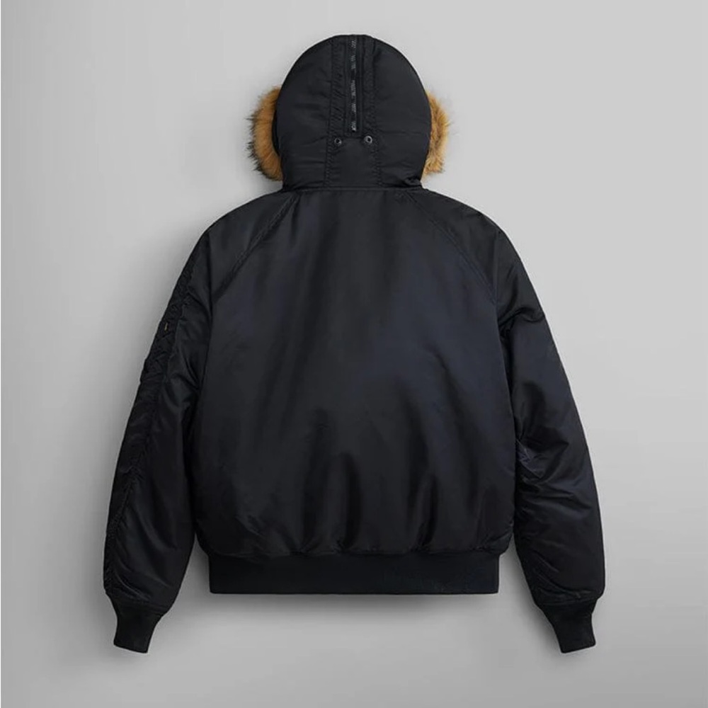 Alpha Industries Black Bomber Jacket N-2B with Fur Trim - Picture 3 of 8